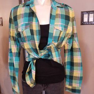 Women's Aeropostale Plaid Button Down Flanner Shirt